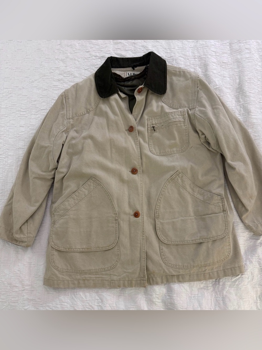 L.L. Bean Women’s Vtg 80’s Beige Canvas Barn Coat Removable Prima-loft Lining XL